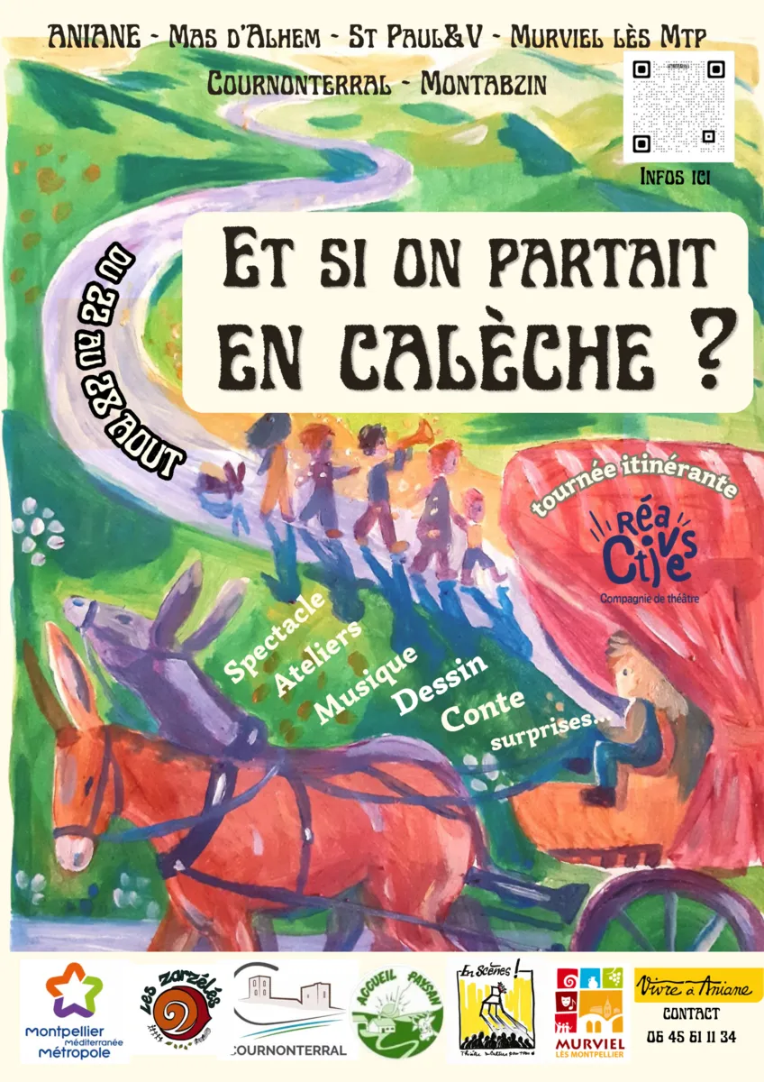 "Et si ?" — Cie réaCtives, spectacle en roulotte-calèche tractée par des ânes, festival En Scènes ! à Aniane